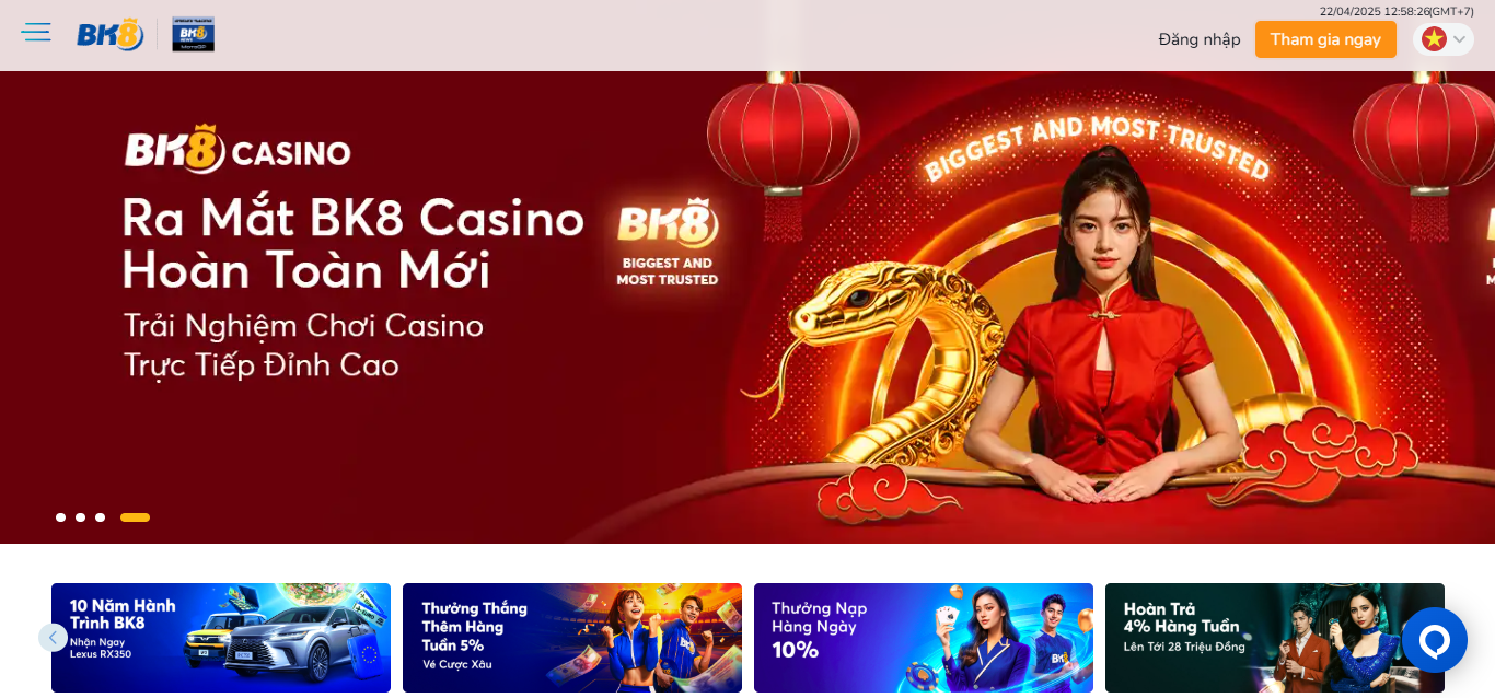 BK8 – Top nhà cái tặng tiền chơi thử 2025